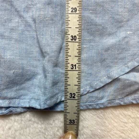 Peter Millar Light Blue 100% Linen Long Sleeve Button Down Shirt Size Medium - Picture 10 of 11